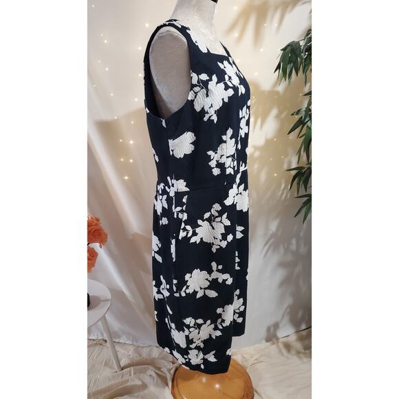 Talbots Floral Textured Cotton Square Neck Sheath Dress Womens Plus Size 16 - Picture 4 of 10
